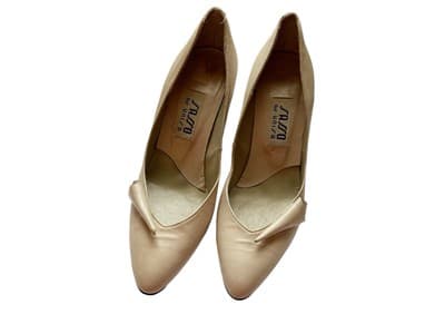 Vintage Cream Romantic Shoes Heels 1980’s Avant Garde Pinup Rockabilly Leather 8 - Thumbnail 3