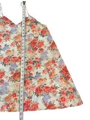 Vintage Barbizon Nighty Peach Floral Roses Shiny Glossy Satin Flowy Babydoll - Thumbnail 9