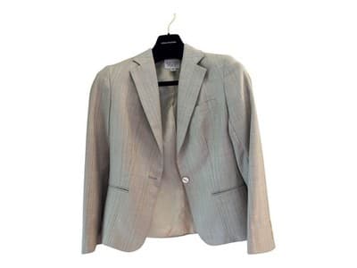 Vintage 1980’s Womens Suit Two Piece Pinstriped Jacket & Skirt Set Peach Blue - Thumbnail 10