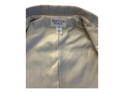 Vintage 1980’s Womens Suit Two Piece Pinstriped Jacket & Skirt Set Peach Blue - Thumbnail 6