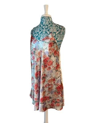 Vintage Barbizon Nighty Peach Floral Roses Shiny Glossy Satin Flowy Babydoll - Thumbnail 5