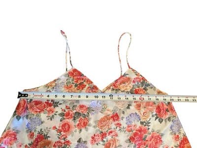 Vintage Barbizon Nighty Peach Floral Roses Shiny Glossy Satin Flowy Babydoll - Thumbnail 8