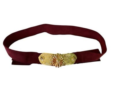 Vintage 1980’s Burgundy Wine Red Belt Gold Regency Baroque Glam Interchangeable - Thumbnail 7