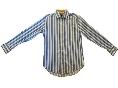 Robert Graham Blue/White Stripe Green Orange Metro Flip Cuff Shirt Size M - Thumbnail 8