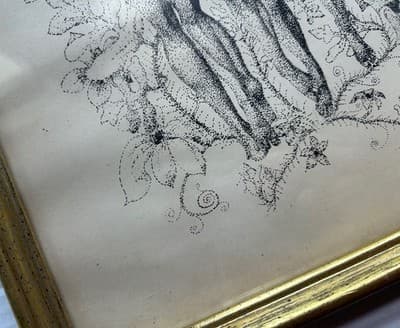 Vintage 1970’s Ink Drawing Framed African American Beauties Risqué Signed Nash - Thumbnail 7