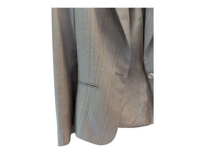 Vintage 1980’s Womens Suit Two Piece Pinstriped Jacket & Skirt Set Peach Blue - Thumbnail 2