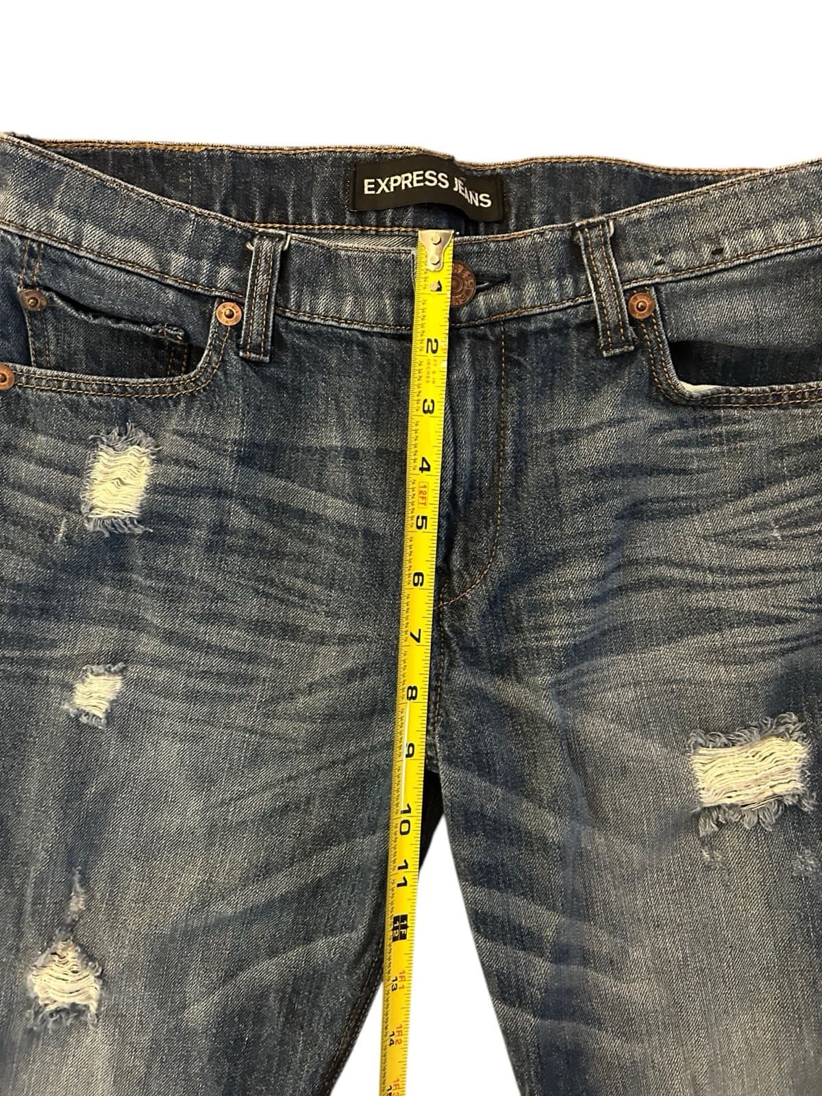 Express Jeans Ripped Distressed Boyfriend Jeans Women’s Grunge Slouch Size 2 - Thumbnail 7
