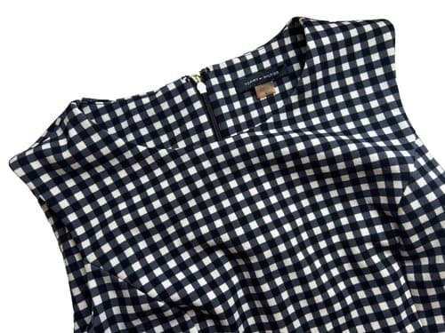 4 Tommy Hilfiger Jumpsuit Navy Blue White Gingham Check Pants Romper One Piece - Thumbnail 4