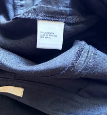 Size 8 Badgley Mischka Wide Leg Pants Navy Blue 100% Linen Women's Current Trend - Thumbnail 9