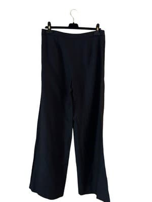 Size 8 Badgley Mischka Wide Leg Pants Navy Blue 100% Linen Women's Current Trend - Thumbnail 4