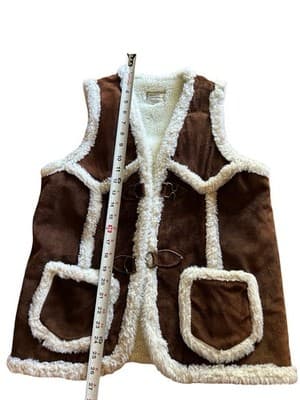 Vtg Suede Leather Faux Sheepskin Unisex Renaissance Vest Coat Men Women Festival - Thumbnail 2