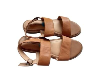 Women’s 7.5 Lucky Brand Camel Brown Genuine Leather Shoes Slides - Thumbnail 2