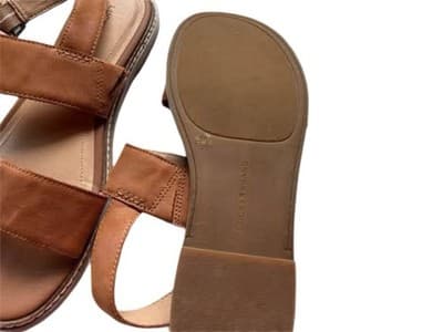 Women’s 7.5 Lucky Brand Camel Brown Genuine Leather Shoes Slides - Thumbnail 7