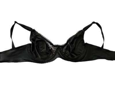 Vintage 36D Bra Black Floral Lace Insert Pinup Bombshell Style Sexy Romantic - Thumbnail 2