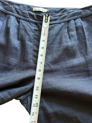Size 8 Badgley Mischka Wide Leg Pants Navy Blue 100% Linen Women's Current Trend - Thumbnail 5
