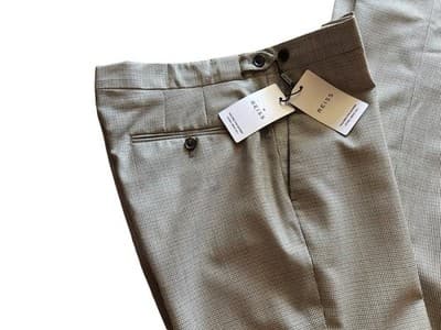 SIZE 32 REISS NWT PEW PUPPYTOOTH TROUSER $290 SLIM FIT WOOL BROWN PANTS SLACKS - Thumbnail 6