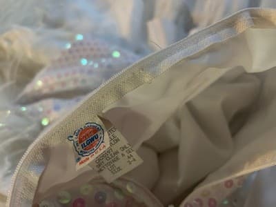 Vintage 1980’s White Sequin FEATHER Sparkle Dress Prom Formal Party Union Label - Thumbnail 10