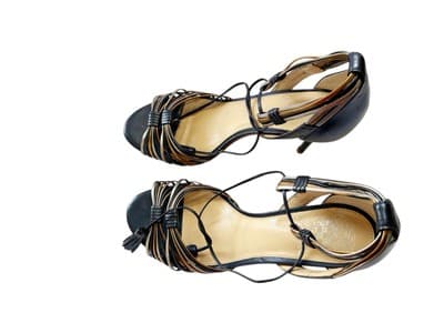 VINCE CAMUTO 8 Metallic Gold & Silver Tassel Tie Leg Shoes Heels Old Money Class - Thumbnail 8