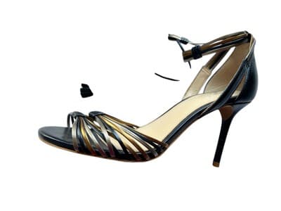 VINCE CAMUTO 8 Metallic Gold & Silver Tassel Tie Leg Shoes Heels Old Money Class - Thumbnail 2
