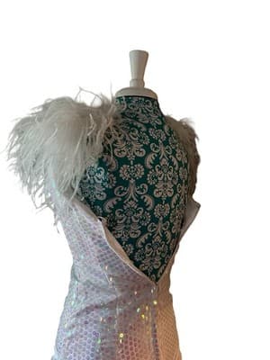 Vintage 1980’s White Sequin FEATHER Sparkle Dress Prom Formal Party Union Label - Thumbnail 5