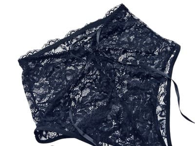 Vintage Panty Underwear French Cut Thigh Lace Ribbon Closure High Waist Y2K - Thumbnail 5