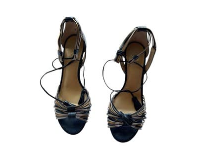 VINCE CAMUTO 8 Metallic Gold & Silver Tassel Tie Leg Shoes Heels Old Money Class - Thumbnail 5
