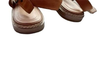 Women’s 7.5 Lucky Brand Camel Brown Genuine Leather Shoes Slides - Thumbnail 4