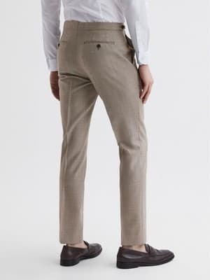 SIZE 32 REISS NWT PEW PUPPYTOOTH TROUSER $290 SLIM FIT WOOL BROWN PANTS SLACKS - Thumbnail 3