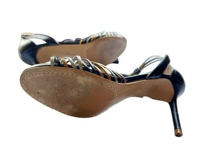 VINCE CAMUTO 8 Metallic Gold & Silver Tassel Tie Leg Shoes Heels Old Money Class - Thumbnail 6