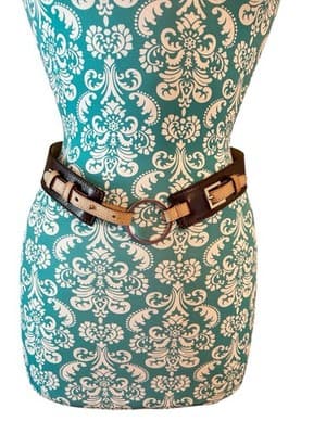 Gorgeous Dark Brown Silver Leather Belt Old Money Y2K Modern Boho Chain Circle S - Thumbnail 7