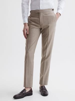 SIZE 32 REISS NWT PEW PUPPYTOOTH TROUSER $290 SLIM FIT WOOL BROWN PANTS SLACKS - Thumbnail 5