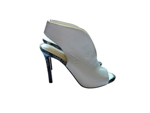 Jessica Simpson Javrey Off White Leather Snakeskin Heel Peep-Toe Shootie Modern - Thumbnail 3