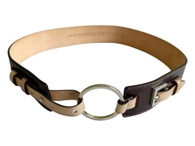 Gorgeous Dark Brown Silver Leather Belt Old Money Y2K Modern Boho Chain Circle S - Thumbnail 6