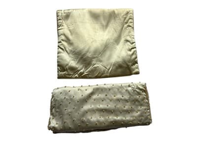 Vintage Lingerie Bag Hosiery Set Pearls Pastel Peach Satin 1940’s 1950’s Travel - Thumbnail 2