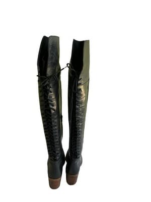 8 Vintage Y2K Lace Up Corset Boots Over The Knee Fairycore Renaissance Festival - Thumbnail 7