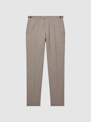 SIZE 32 REISS NWT PEW PUPPYTOOTH TROUSER $290 SLIM FIT WOOL BROWN PANTS SLACKS - Thumbnail 4