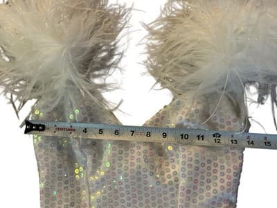 Vintage 1980’s White Sequin FEATHER Sparkle Dress Prom Formal Party Union Label - Thumbnail 15