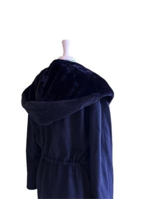Vintage Union Label Faux Fur/Velvety Huge Hood Wool Fairycore Slouch Coat Med - Thumbnail 7