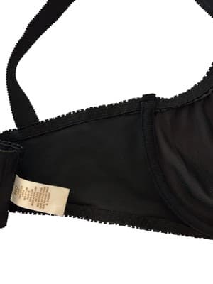 Vintage 36D Bra Black Floral Lace Insert Pinup Bombshell Style Sexy Romantic - Thumbnail 5