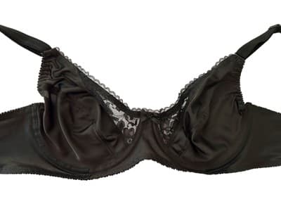 Vintage 36D Bra Black Floral Lace Insert Pinup Bombshell Style Sexy Romantic - Thumbnail 3