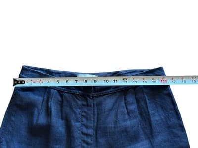 Size 8 Badgley Mischka Wide Leg Pants Navy Blue 100% Linen Women's Current Trend - Thumbnail 6