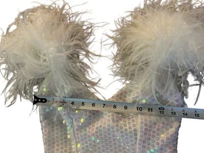 Vintage 1980’s White Sequin FEATHER Sparkle Dress Prom Formal Party Union Label - Thumbnail 18