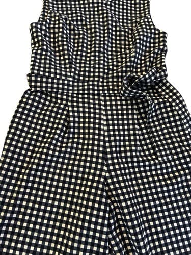 4 Tommy Hilfiger Jumpsuit Navy Blue White Gingham Check Pants Romper One Piece - Thumbnail 3