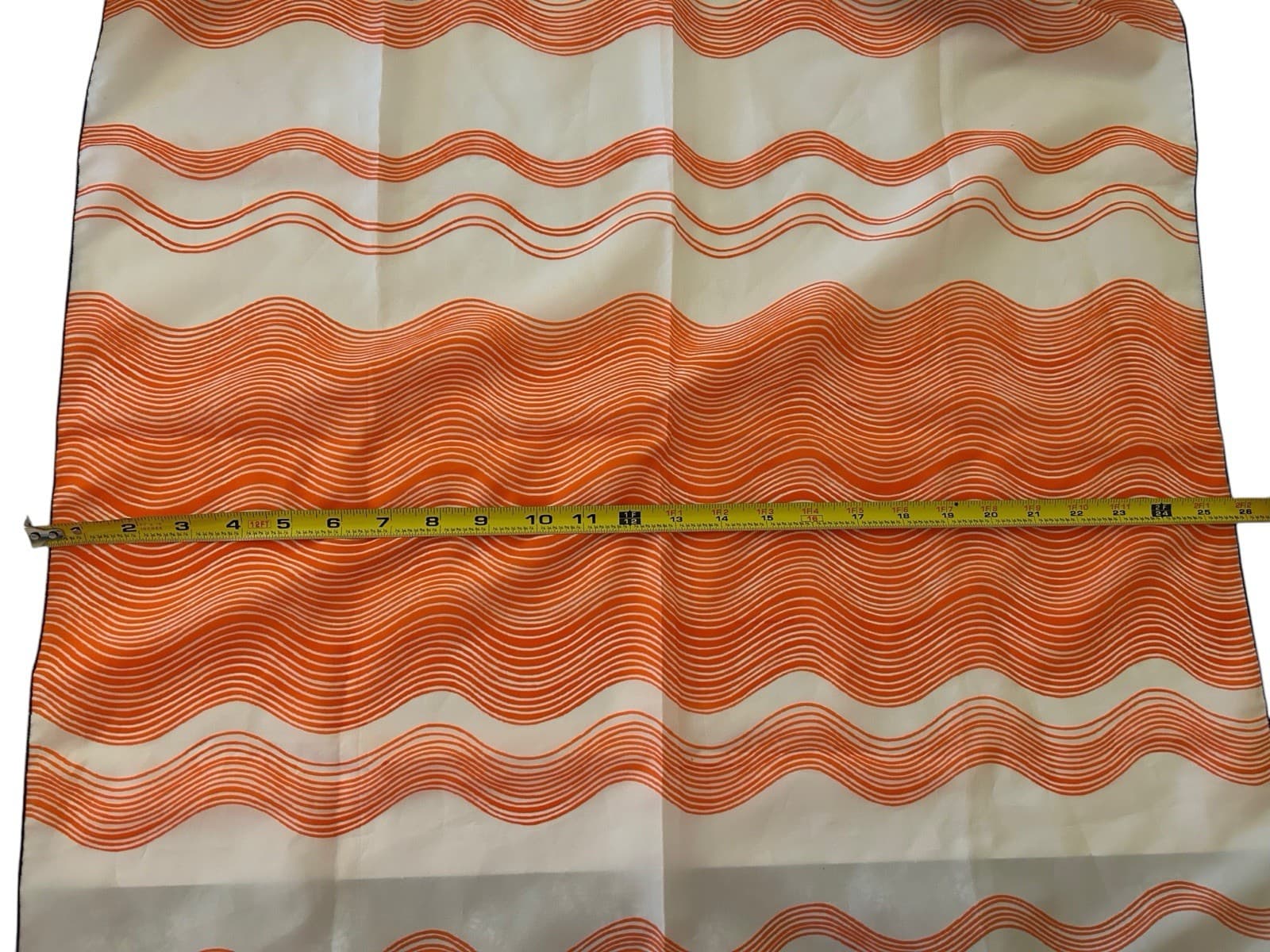 SET/LOT Of 2 Vintage 1960’s Mod Orange Scarves Retro Groovy White Dayglo - Thumbnail 6
