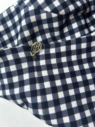 4 Tommy Hilfiger Jumpsuit Navy Blue White Gingham Check Pants Romper One Piece - Thumbnail 9