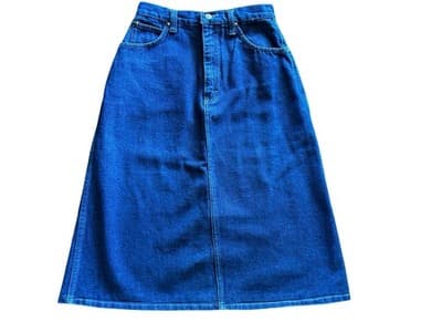 Vintage JG Hook Blue Jean Denim Skirt 1980’s Boho Collegiate Schoolgirl Preppy - Thumbnail 3
