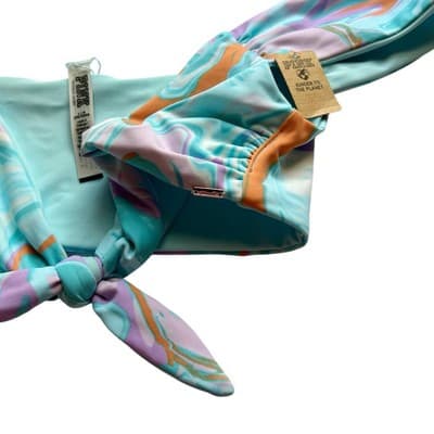 Victorias Secret NWT Bikini Top Bralette Aqua Coral Bow Tie Knot Back Lavender - Thumbnail 3