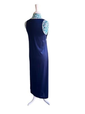 Vintage Nightgown Dress VANITY FAIR Navy Blue 1970’s Long Gown Lingerie - Thumbnail 4