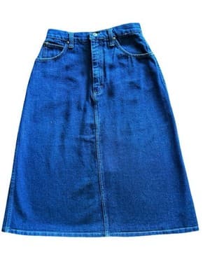 Vintage JG Hook Blue Jean Denim Skirt 1980’s Boho Collegiate Schoolgirl Preppy - Thumbnail 2