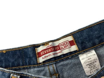 Vintage 1990’s Faded Glory Blue Jeans High Waist Denim 8 Long Baggy Grunge - Thumbnail 2